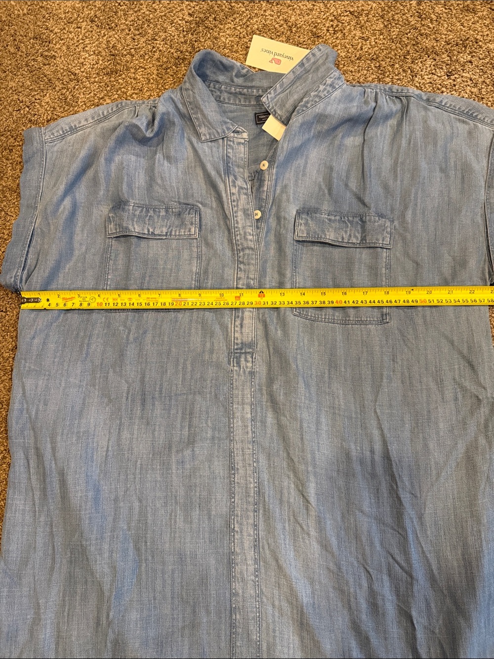 Light Blue Denim Short-Sleeve Shirt Dress - Picture 5 of 5